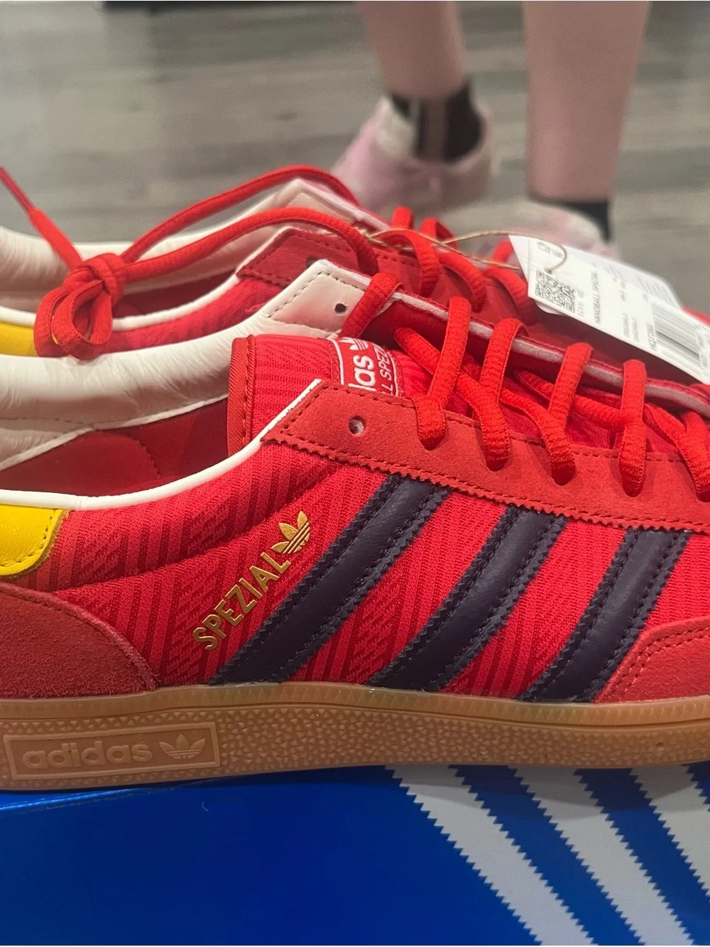 adidas Spezial Men’s Red Sneakers with Blue Stripes Spain World Cup edition